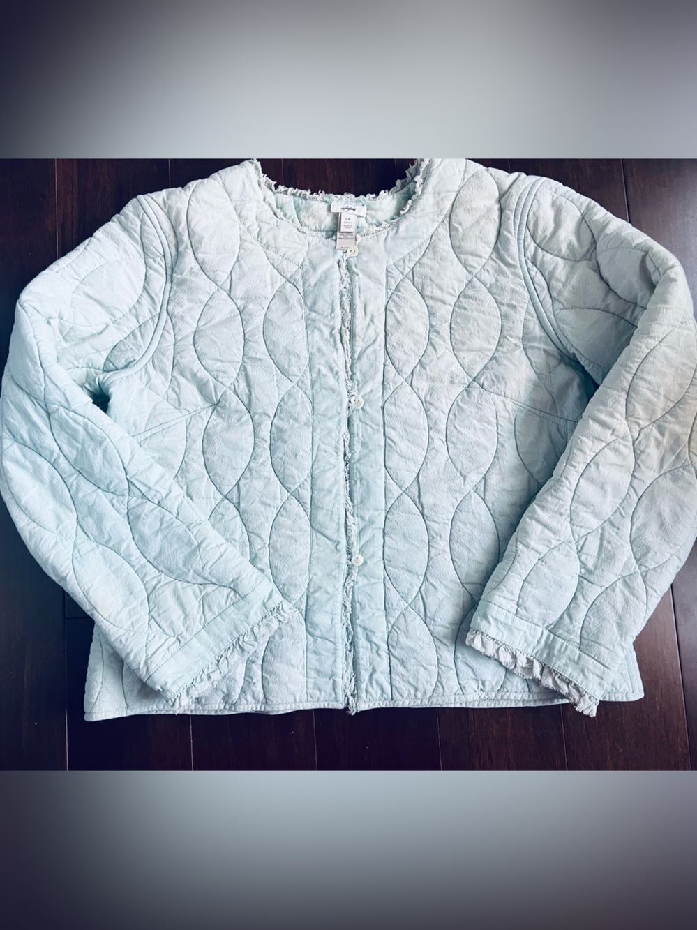 J. Jill Quilted Light Blue Aqua Jacket Medium Petite